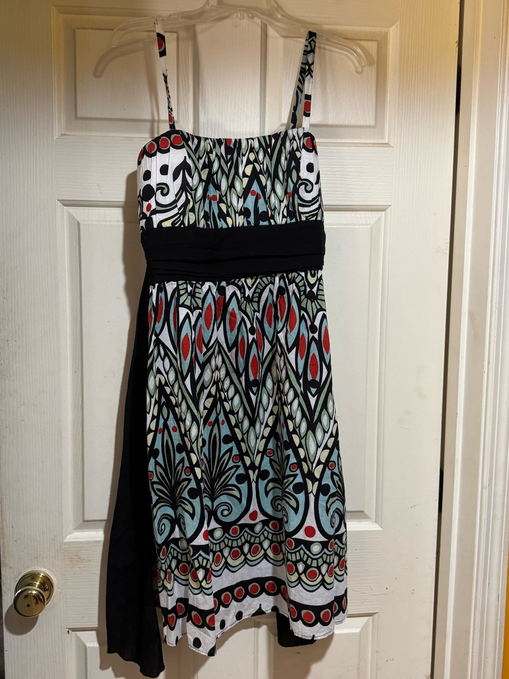 Enfocus Studio Black-Trimmed Multicolor Printed Sundress